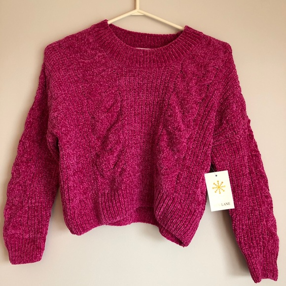 Pink Plush Cropped Sweater by Luv Lane. Super Cozy and Stylish! - Picture 8 of 16